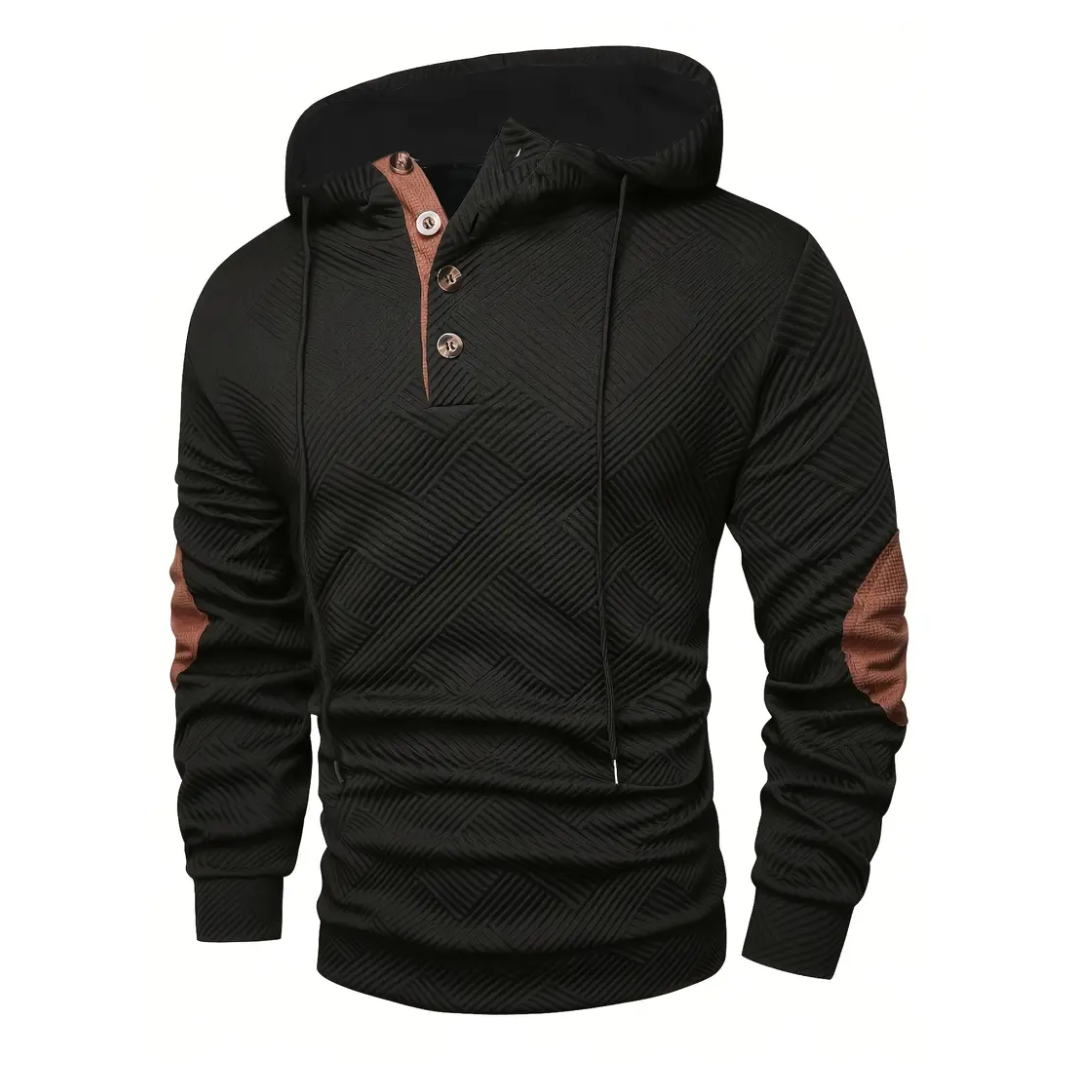 Bluza z kapturem męska – z guzikami – casualowa