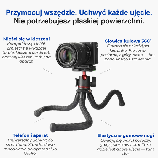 Elastyczny statyw ośmiornica – statyw do telefonu i aparatu – statyw typu gorilla