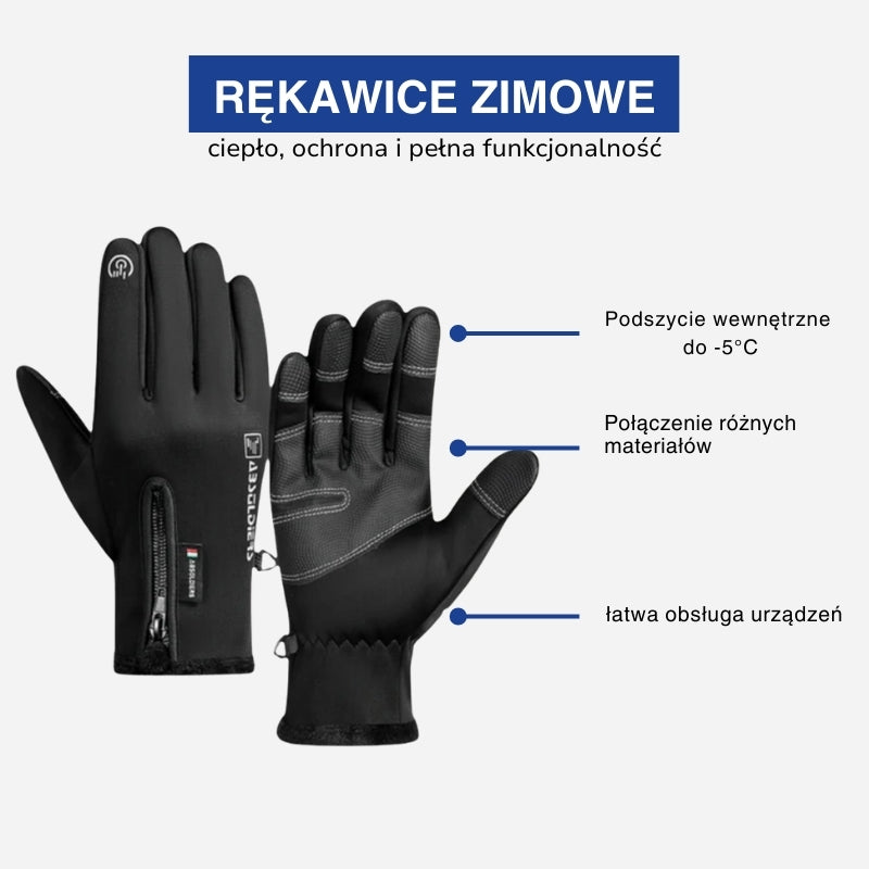 #1 Wodoodporne rękawice zimowe – Obsługa smartfona