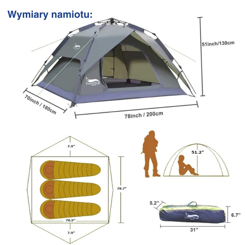 Namiot Pop-Up – Rodzinny Camping – Wodoodporny Schronienie