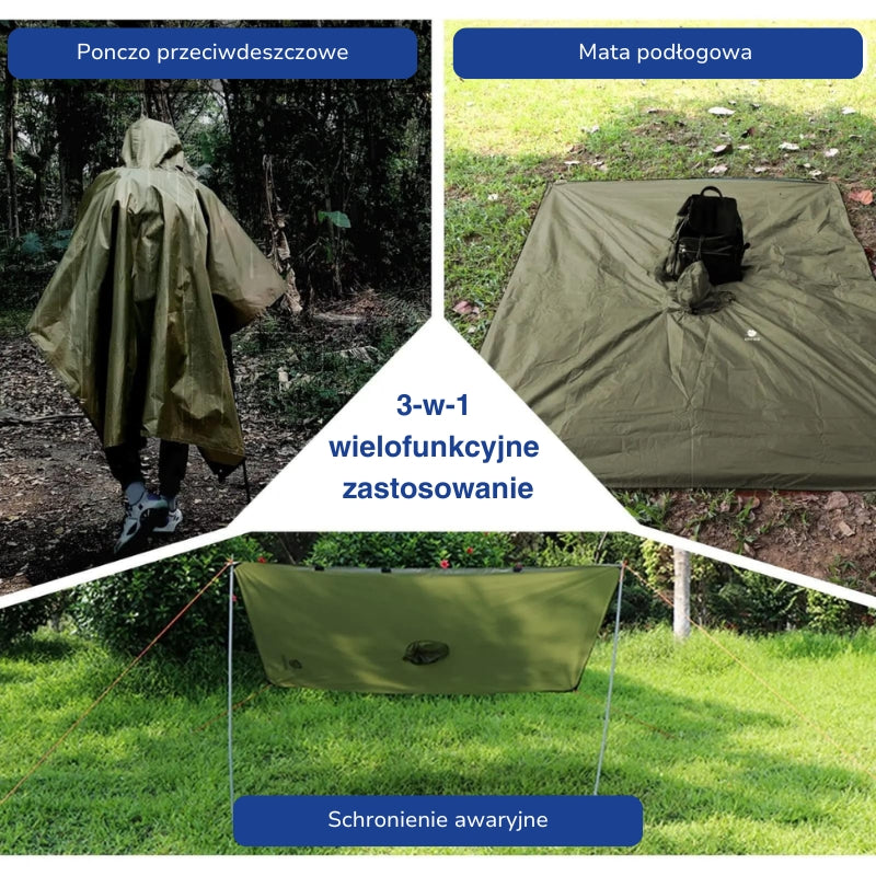 Wodoodporne poncho – peleryna przeciwdeszczowa – odzież turystyczna