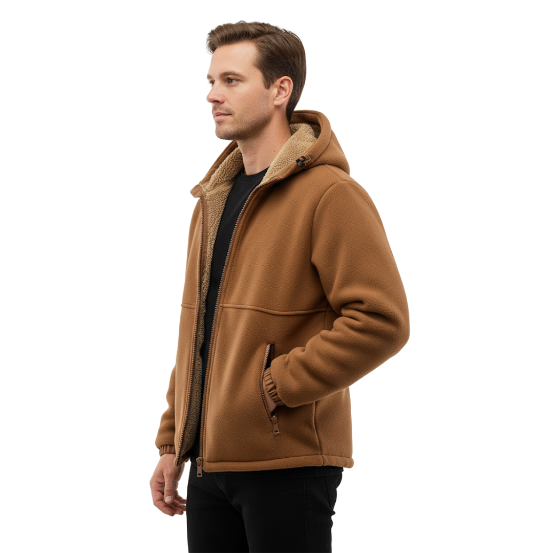 Męska Bluza – Polar Ocieplany – Zamek Kaptur