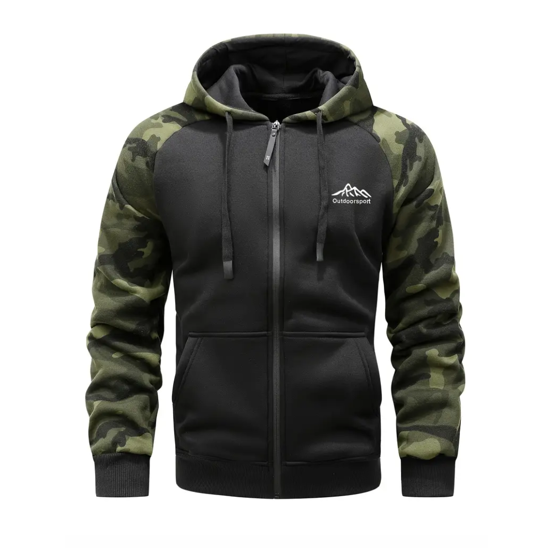 Bluza z Kapturem – Męska Bluza – Rozpinana Camo