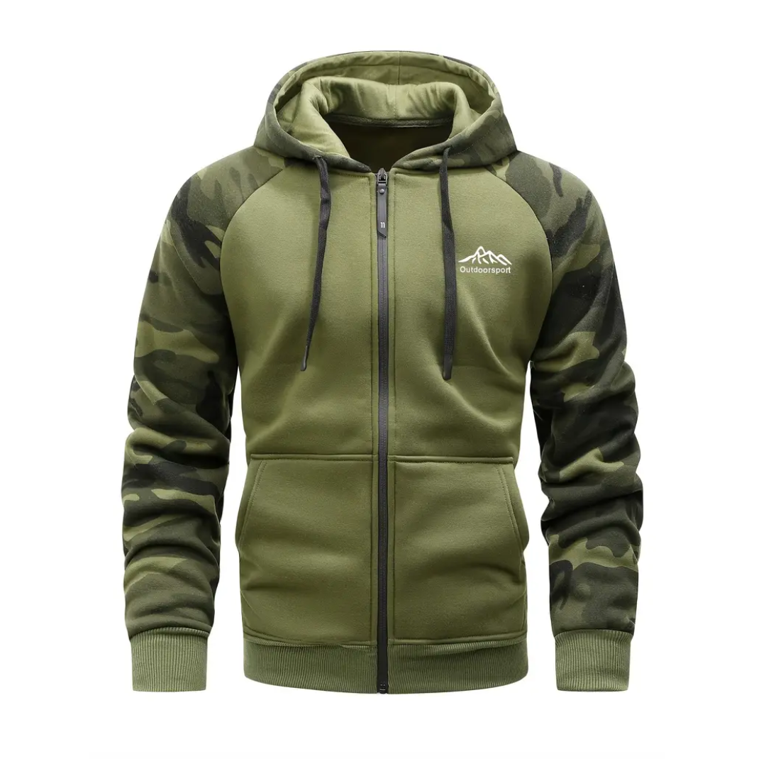 Bluza z Kapturem – Męska Bluza – Rozpinana Camo
