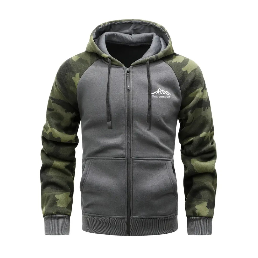 Bluza z Kapturem – Męska Bluza – Rozpinana Camo