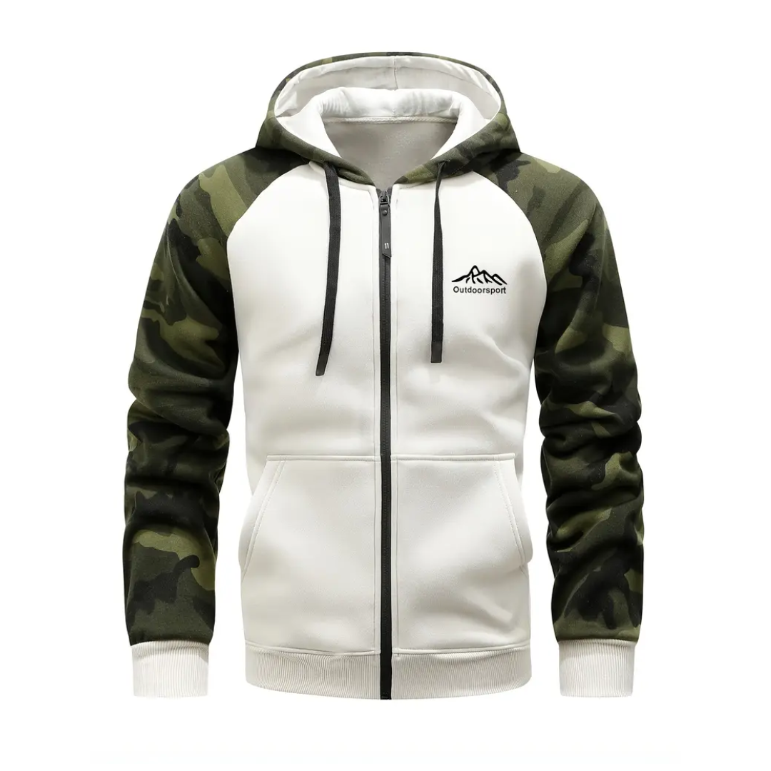 Bluza z Kapturem – Męska Bluza – Rozpinana Camo
