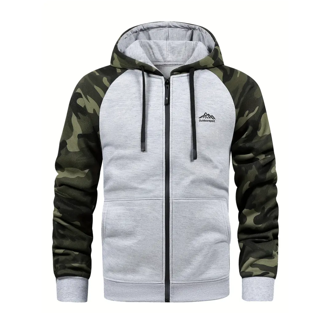 Bluza z Kapturem – Męska Bluza – Rozpinana Camo