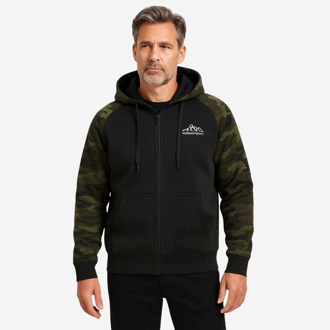 Bluza z Kapturem – Męska Bluza – Rozpinana Camo