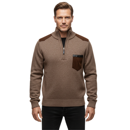 Sweter Dzianinowy – Zamek Półgolf – Zimowy Pulower