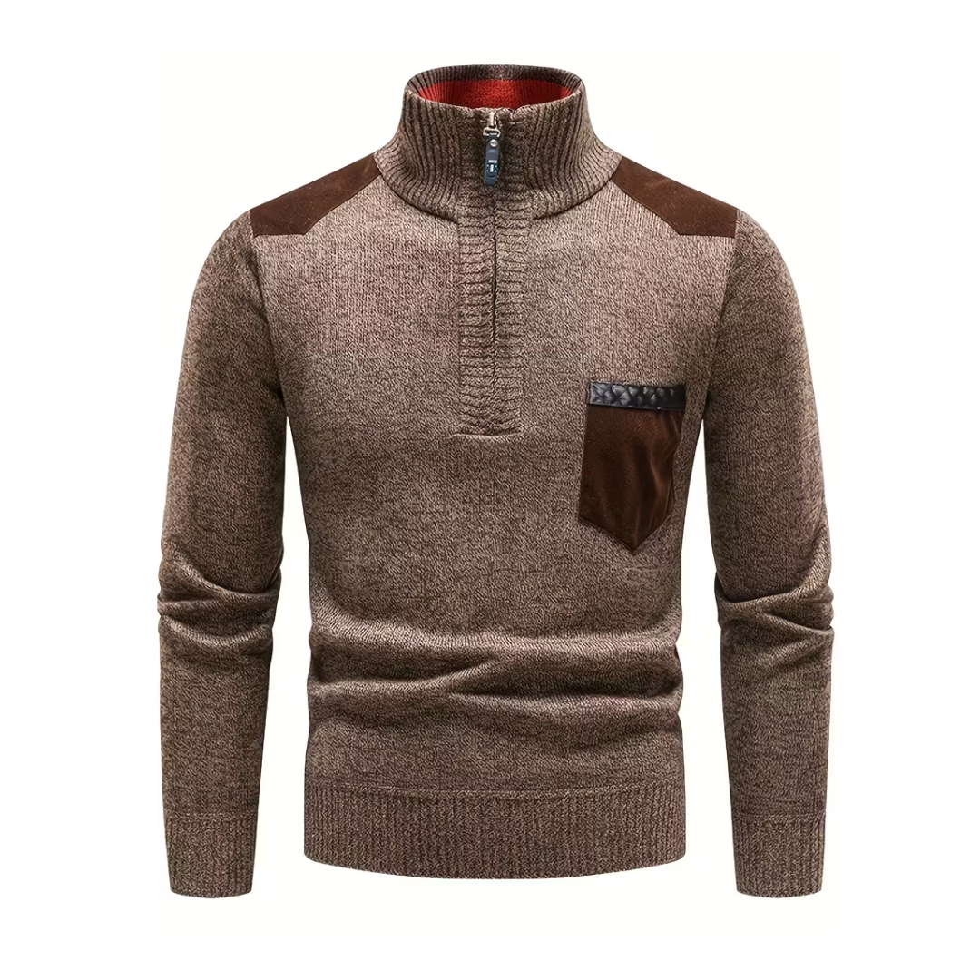 Sweter Dzianinowy – Zamek Półgolf – Zimowy Pulower
