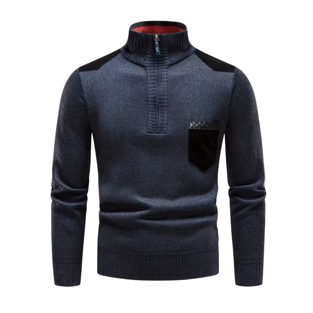 Sweter Dzianinowy – Zamek Półgolf – Zimowy Pulower