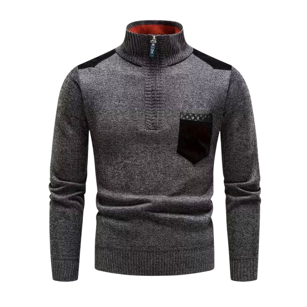 Sweter Dzianinowy – Zamek Półgolf – Zimowy Pulower