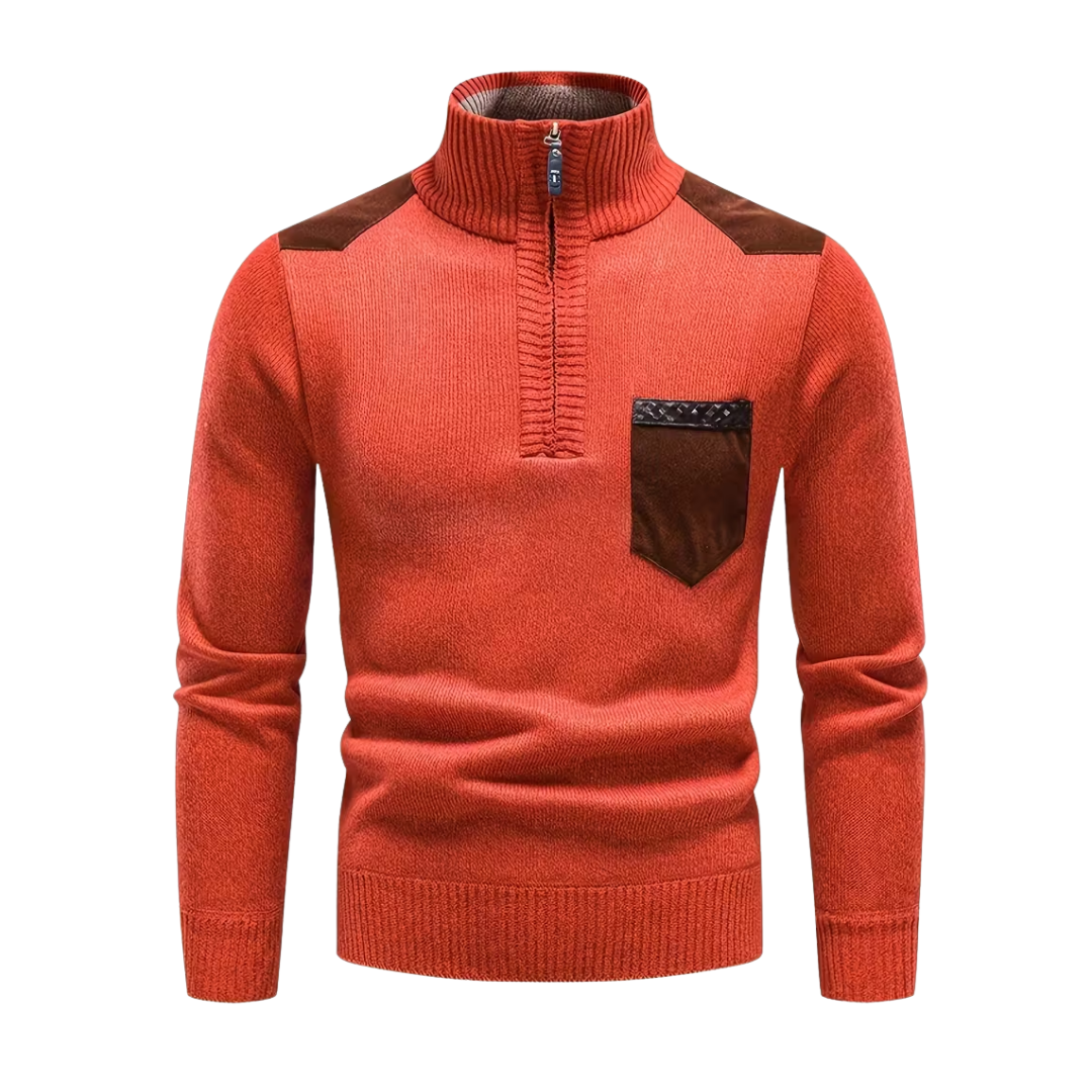 Sweter Dzianinowy – Zamek Półgolf – Zimowy Pulower