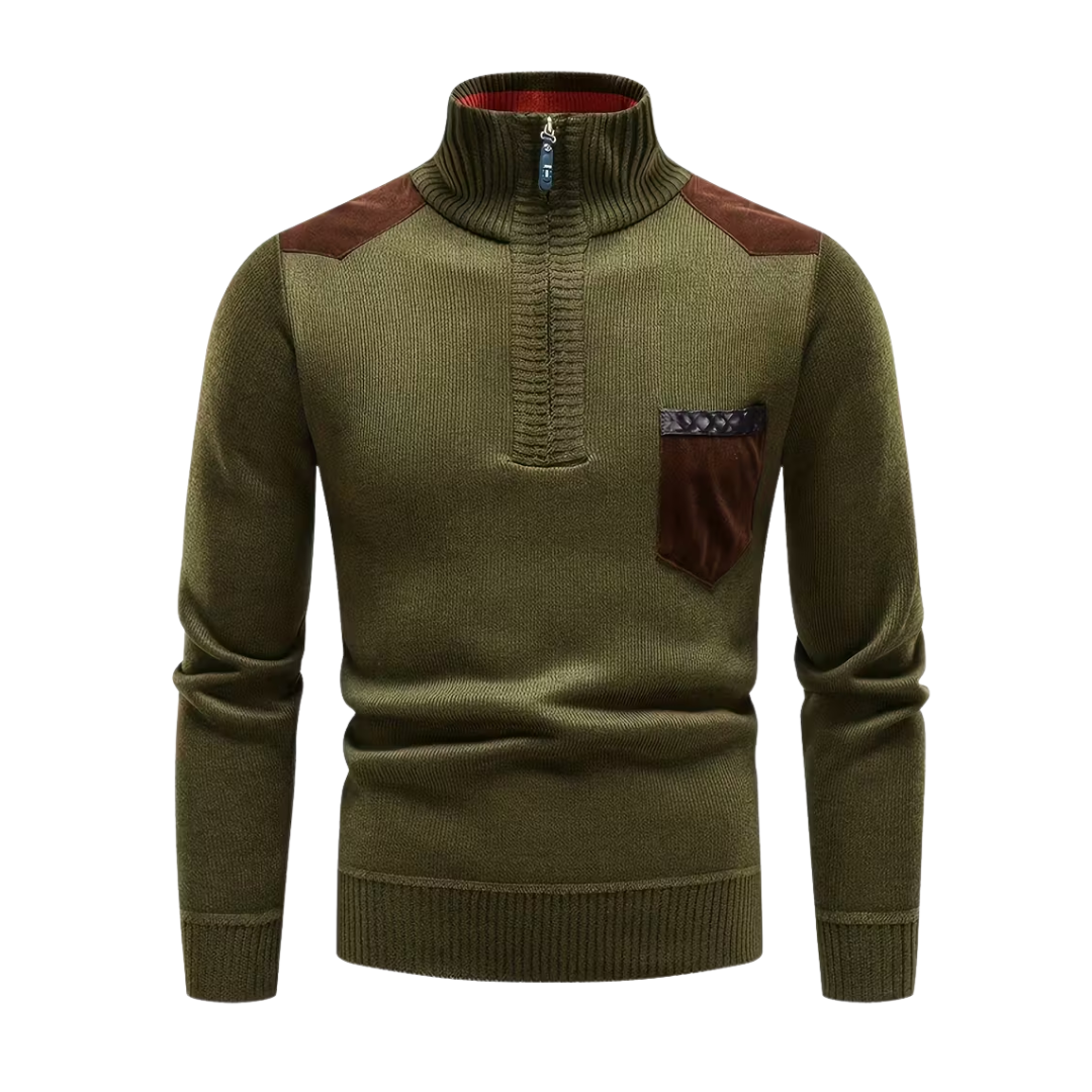 Sweter Dzianinowy – Zamek Półgolf – Zimowy Pulower