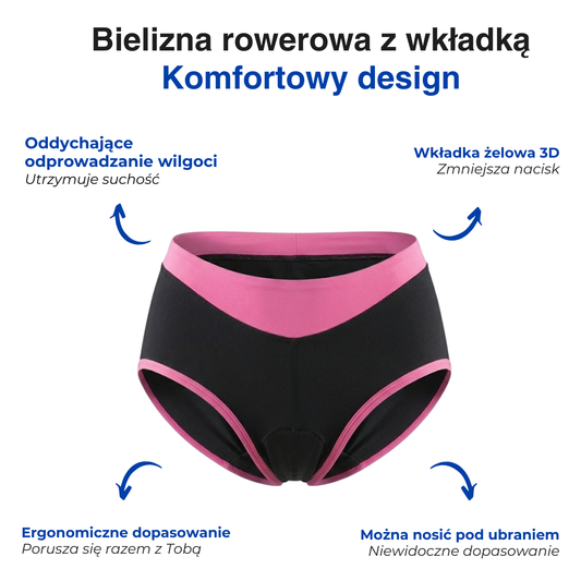 Damska bielizna rowerowa – Wkładka żelowa 3D – Oddychająca i ergonomiczna