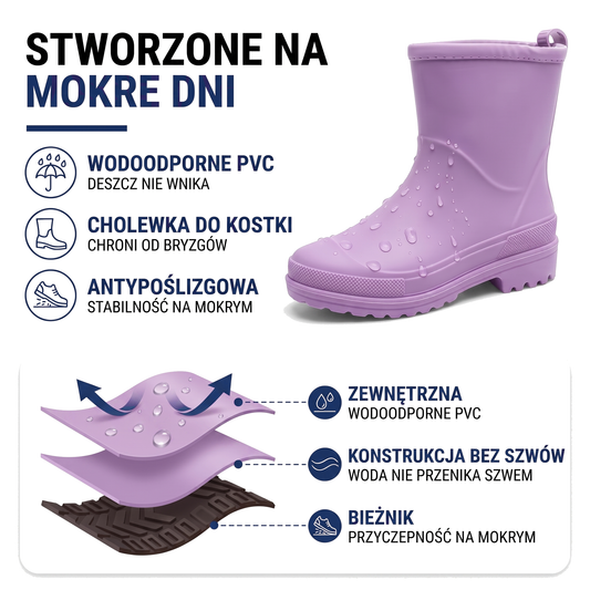 Kalosze damskie krótkie – wodoodporna i ciepła