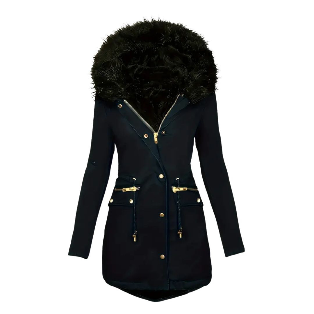 Damska Kurtka – Zimowa Parka – Futrzany Kaptur