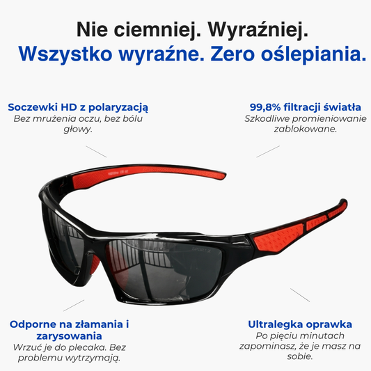 Okulary sportowe polaryzacyjne UV400 – soczewki HD, ultralekkie