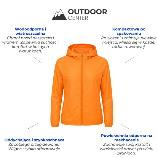 Kompaktowa kurtka rowerowa z kapturem Unisex – Wodoodporna i wiatroszczelna