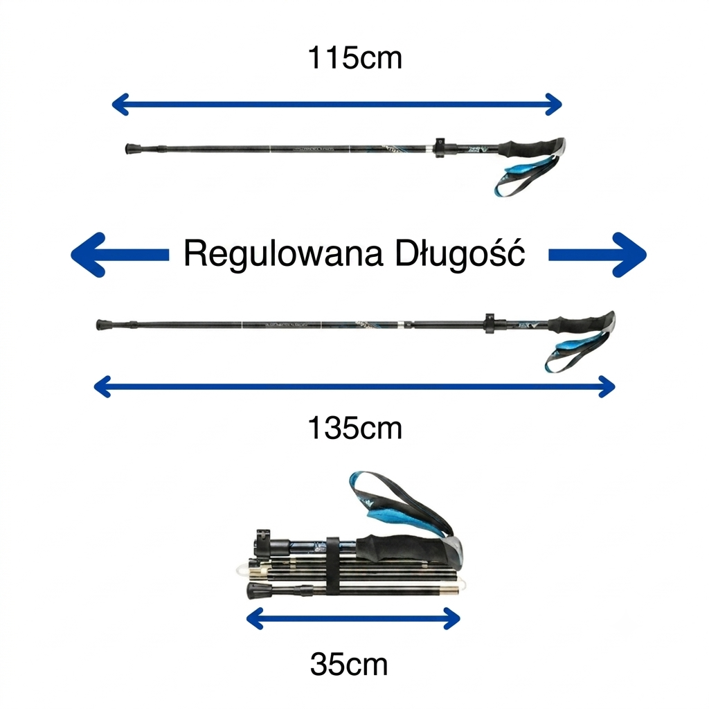 Ultralekkie Kije Trekkingowe – Regulowane, Anti-Shock i z Końcówką z Węglika Wolframu