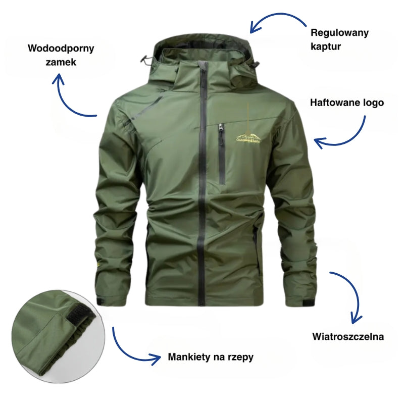 Kurtka Outdoorowa – Wodoodporny Wiatrówka – Płaszcz Trekkingowy