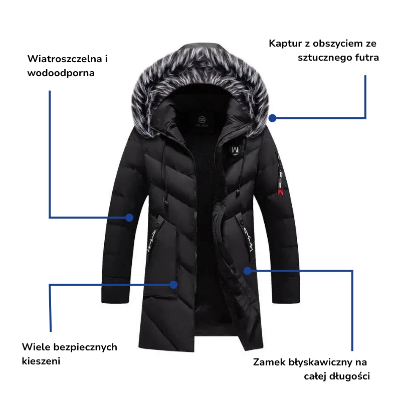 Kurtka zimowa – wodoodporna długa – męska parka