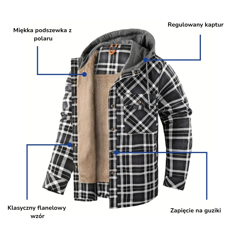 Kurtka flanelowa – ciepła polarowa – męska koszula