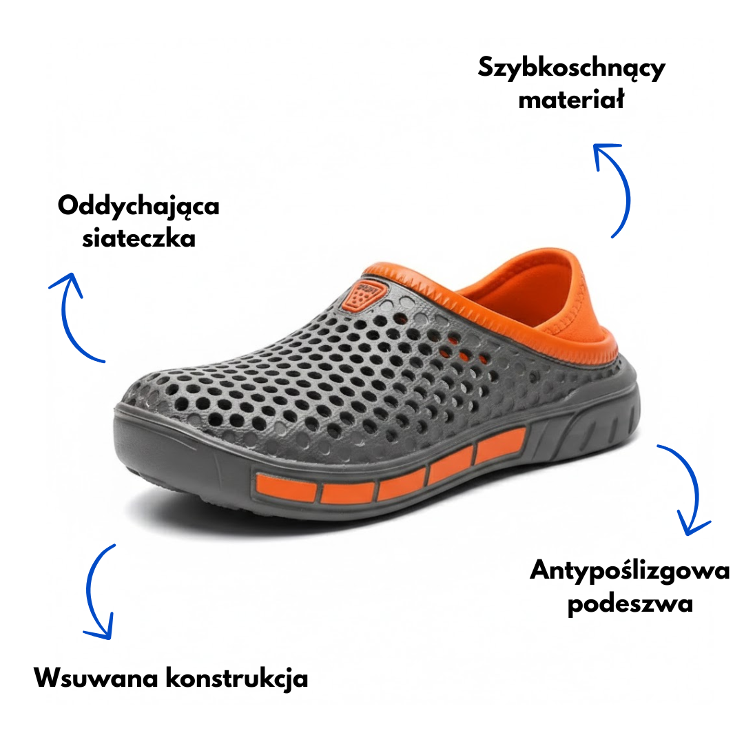 Męskie klapki typu clog – oddychające – komfort noszenia na dwa sposoby