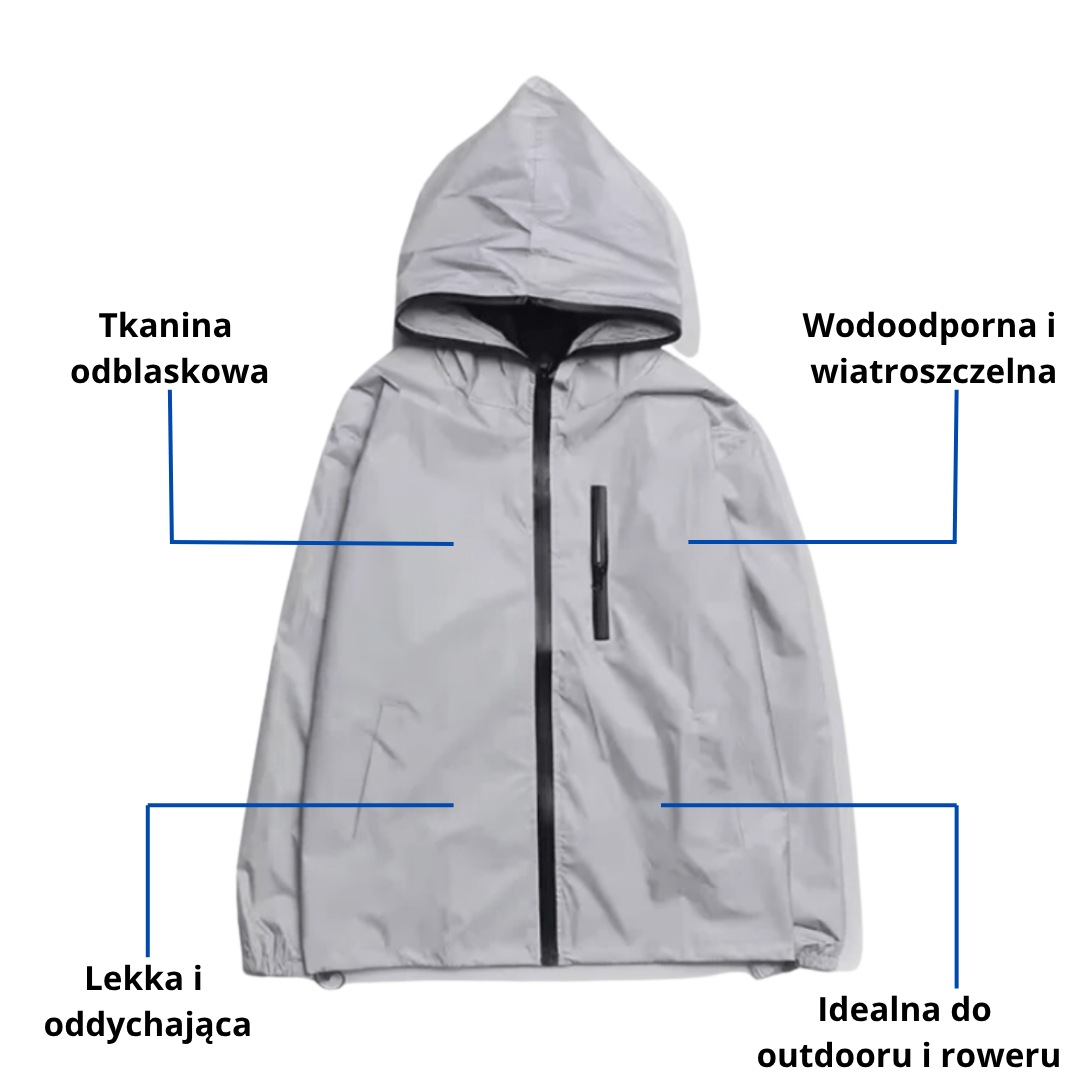 Kurtka odblaskowa wodoodporna – unisex – lekka i wiatroszczelna