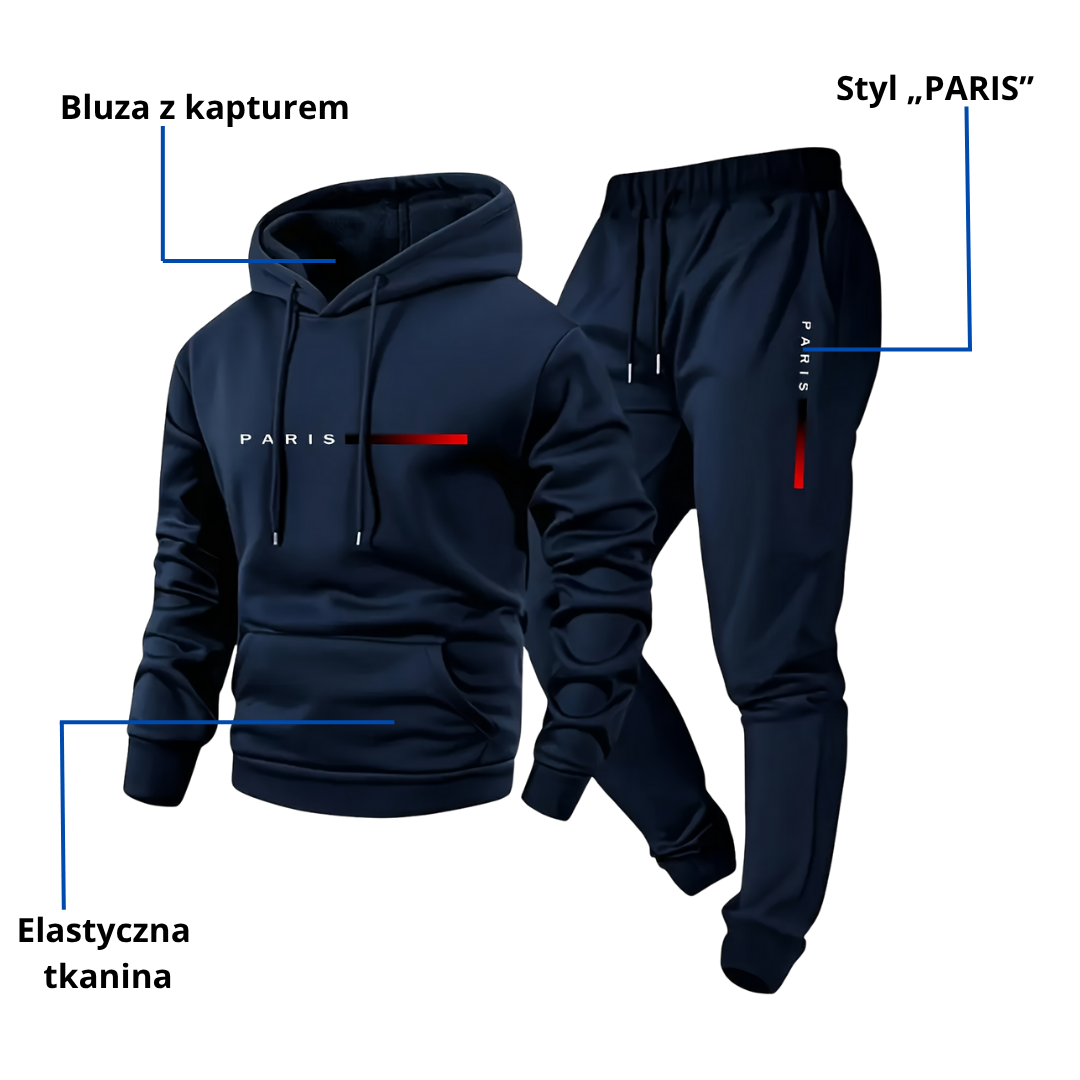Męski komplet sportowy – Bluza z kapturem i spodnie – Stylowy i wygodny