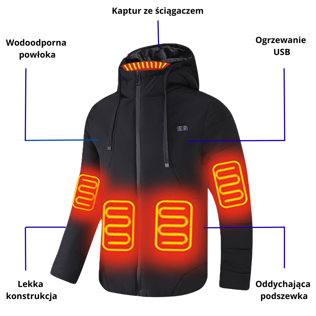 Kurtka Softshell Ogrzewana – Wodoodporna i Wiatroszczelna – Męska Outdoor
