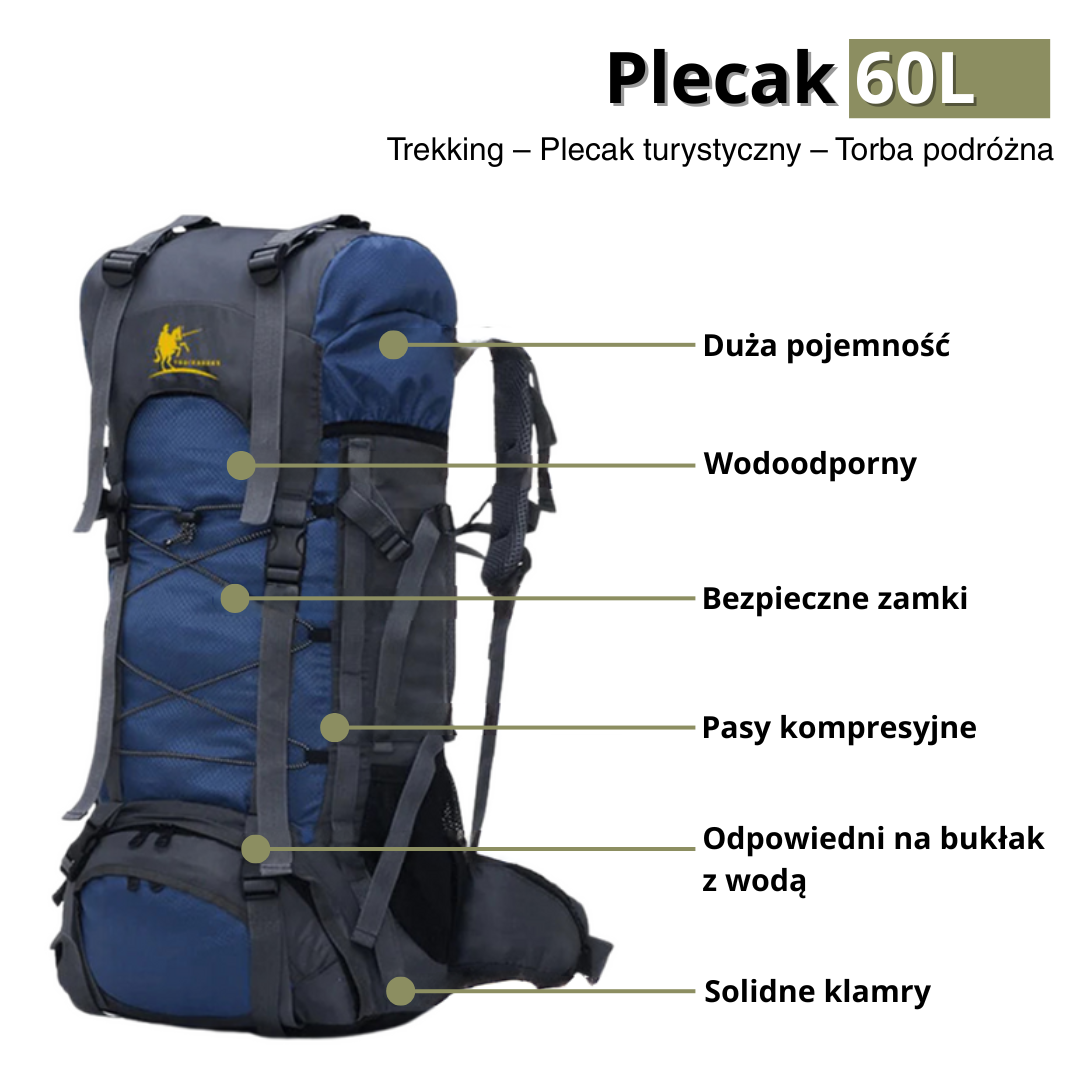 Plecak 60L – Trekking – Plecak turystyczny – Torba podróżna