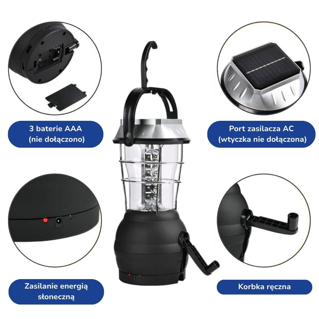 Lampa Solarna – Latarka Kempingowa – Ładowarka USB