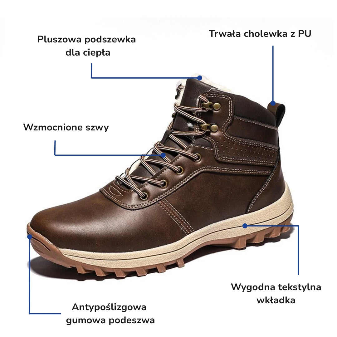 Skórzane Buty – Zimowe Trzewiki – Outdoor Męskie