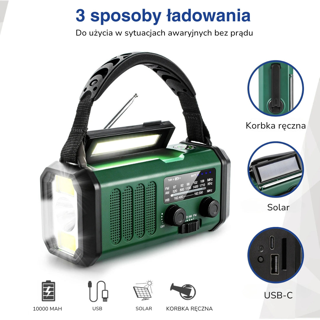 Radio Awaryjne – Solarne Dynamo – Latarka LED