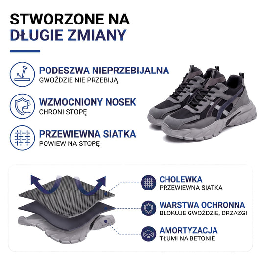 Lekkie buty robocze męskie z oddychającą siatką