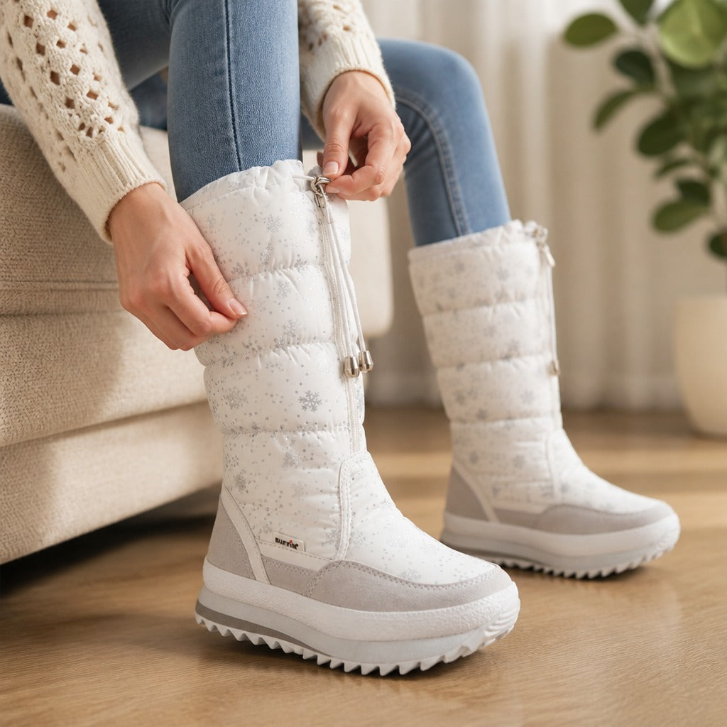 Buty Zimowe Damskie - Wysokie Śniegowce z Pluszową Podszewką - Lekkie – 6