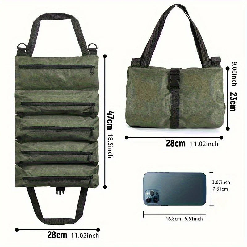 Torba na narzędzia zwijana – wymiary po rozłożeniu 47 x 28 cm i po zwinięciu 28 x 23 cm