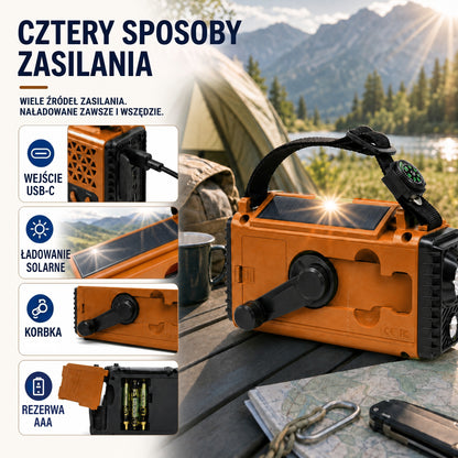 Radio Awaryjne na Korbkę i Solarne – Mocny Powerbank 8000 mAh – Latarka i SOS