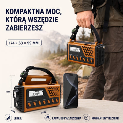 Radio Awaryjne na Korbkę i Solarne – Mocny Powerbank 8000 mAh – Latarka i SOS