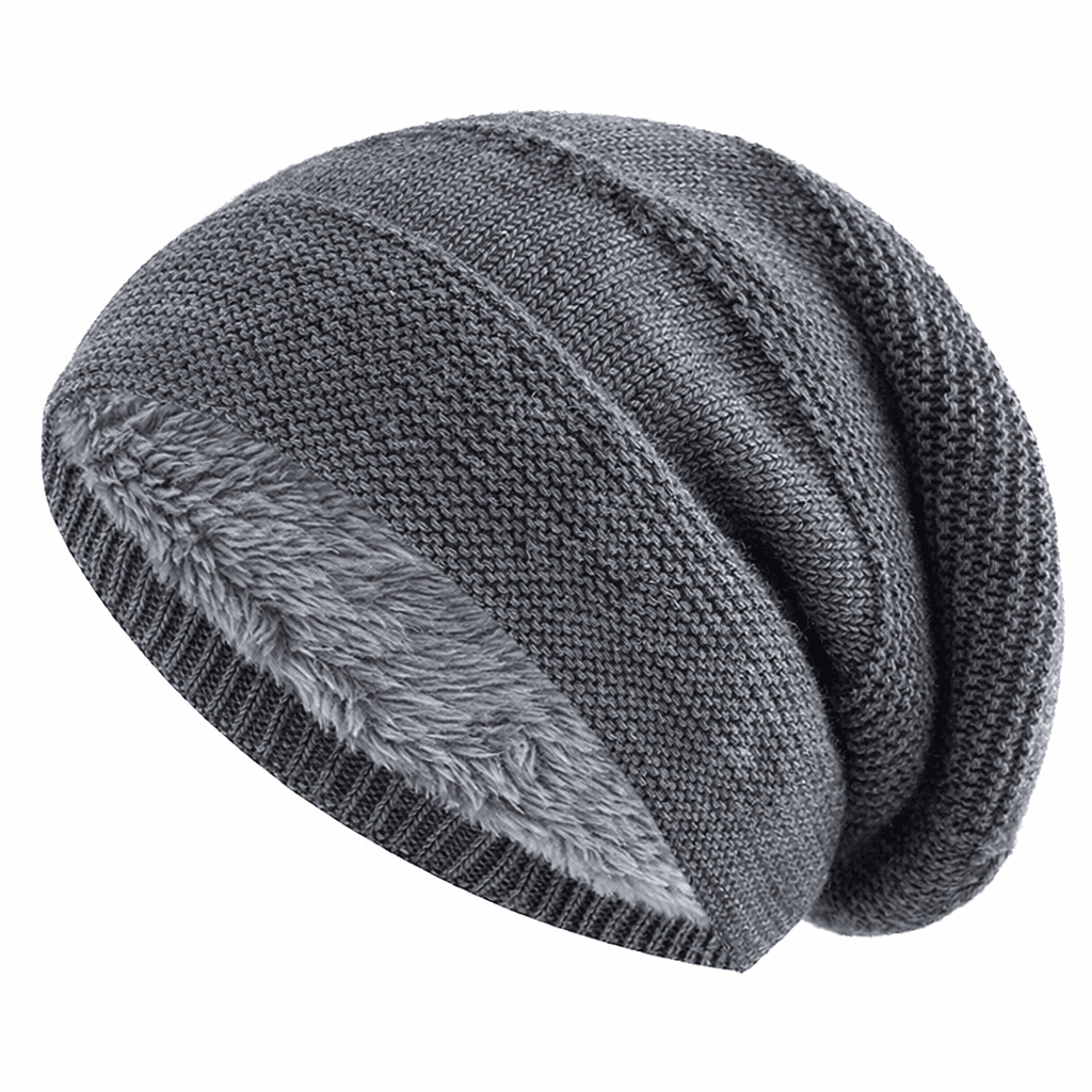 Czapka beanie z polarem w kolorze szarym z prążkowanym ściągaczem