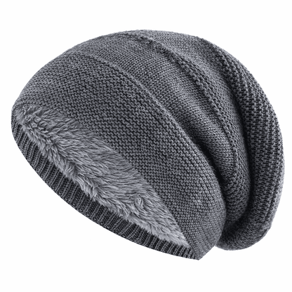 Czapka beanie z polarem w kolorze szarym z prążkowanym ściągaczem