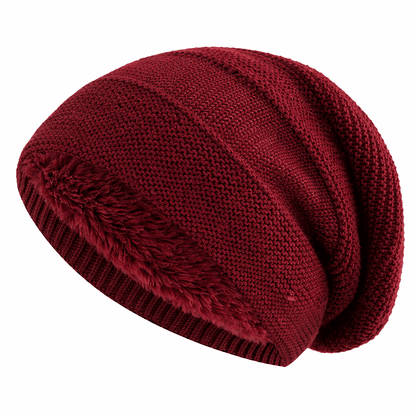 Czapka beanie z polarem w kolorze ciemnoczerwonym