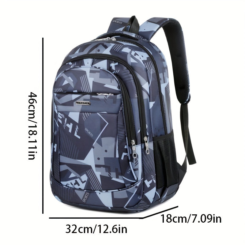 Plecak szkolny na laptopa 17" - wzór geometryczny - 3 komory