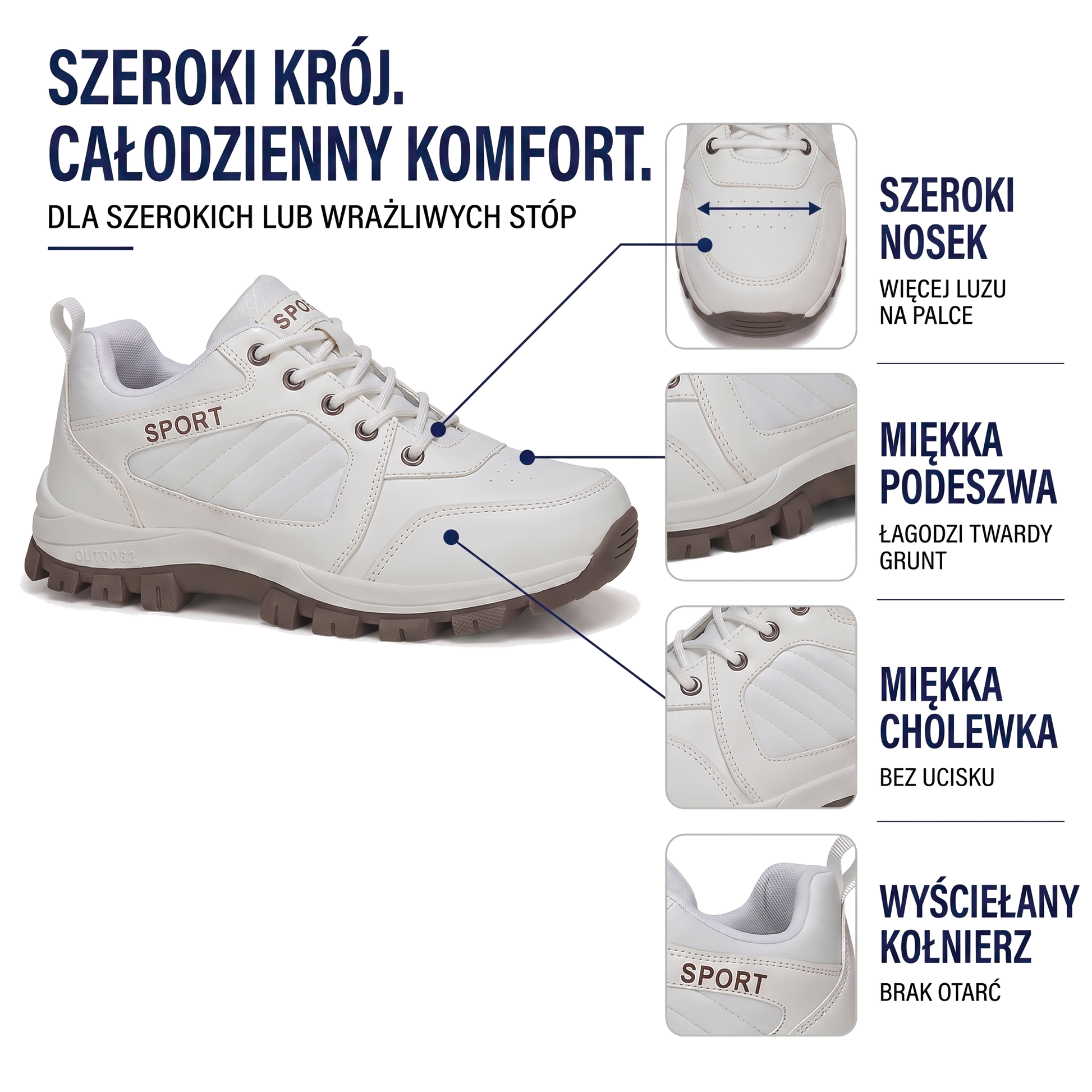 Buty trekkingowe damskie z amortyzowaną podeszwą i szerokim przodem