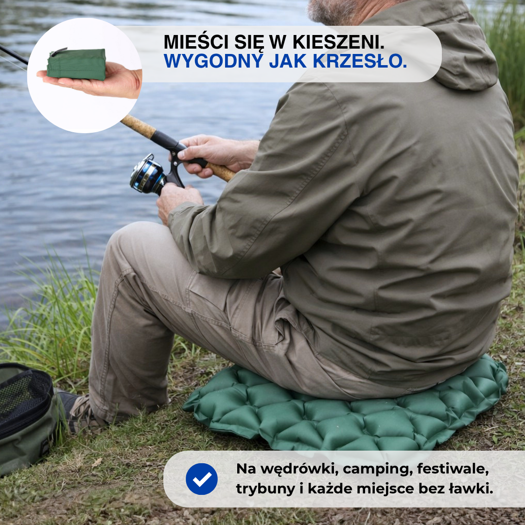 Dmuchana mata do siedzenia campingowa – ultralekka, składana poduszka outdoorowa