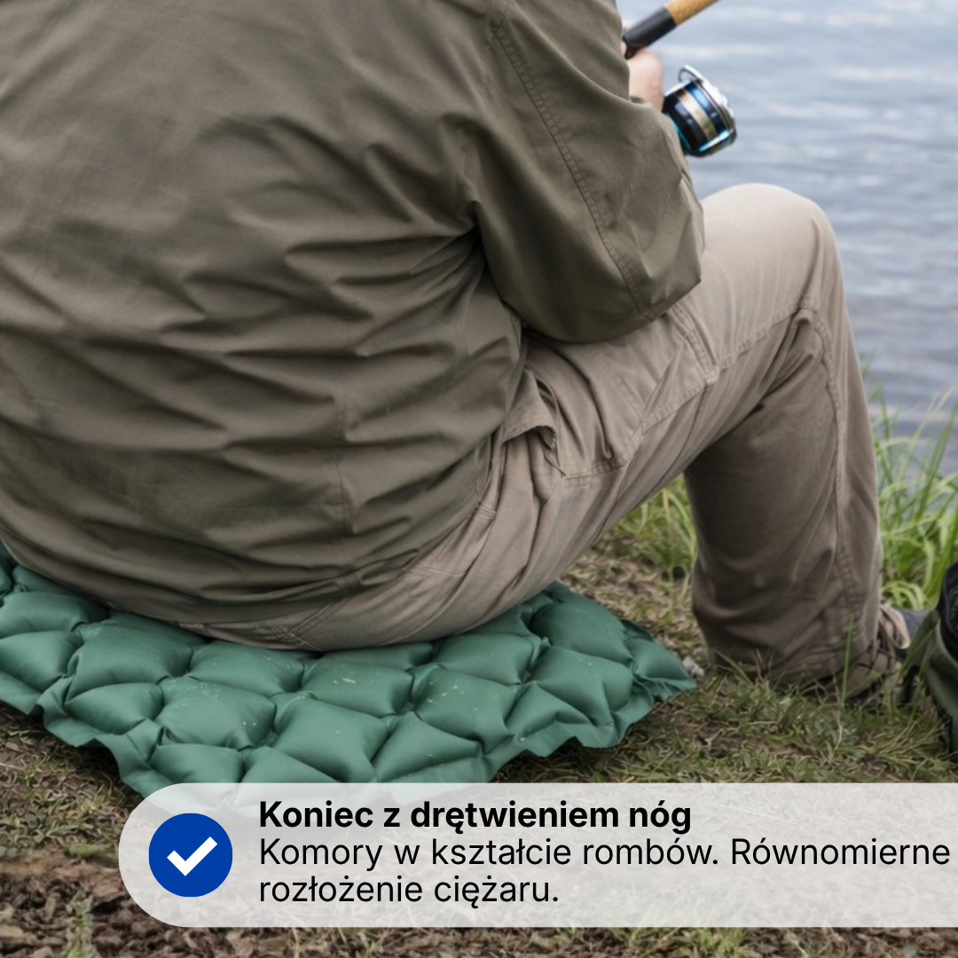 Dmuchana mata do siedzenia campingowa – ultralekka, składana poduszka outdoorowa
