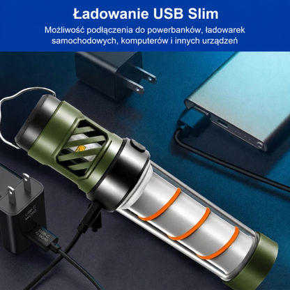Lampa Kempingowa LED z Ochroną przed Komarami – 5 Trybów Świecenia – Akumulatorowa USB ze Statywem
