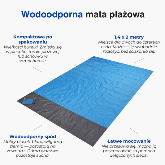 Wodoodporny koc plażowy / mata piknikowa – lekka, składana mata outdoorowa
