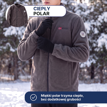 Polar męski z pełnym zamkiem błyskawicznym i stójką